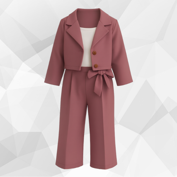 Short Coat Trouser 3 Part Rose Gold Set