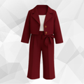 Short Coat Trouser 3 Part Maroon Set