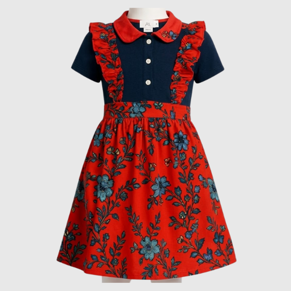 Red Flora Frock
