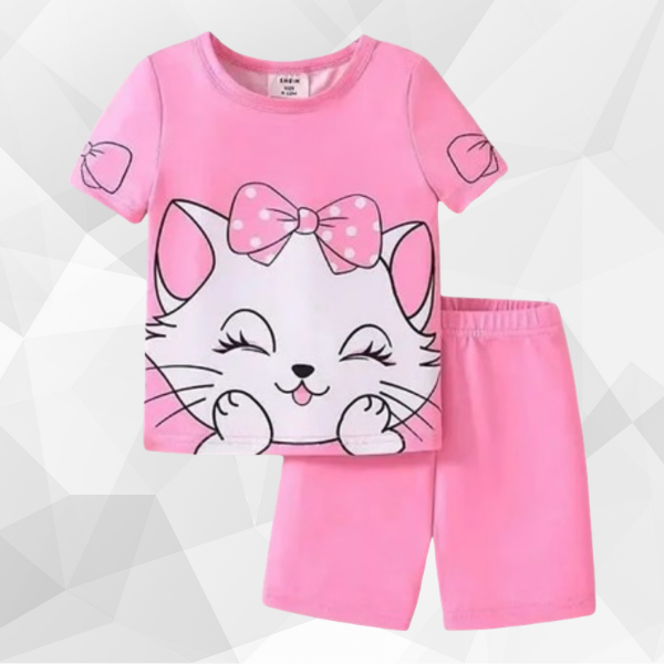 Pink Cute Cat T-Shirt Set