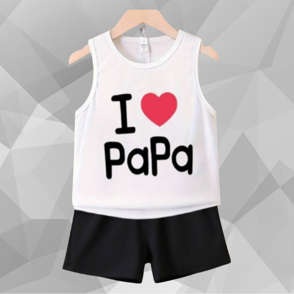 White ILove Papa T-Shirt Set