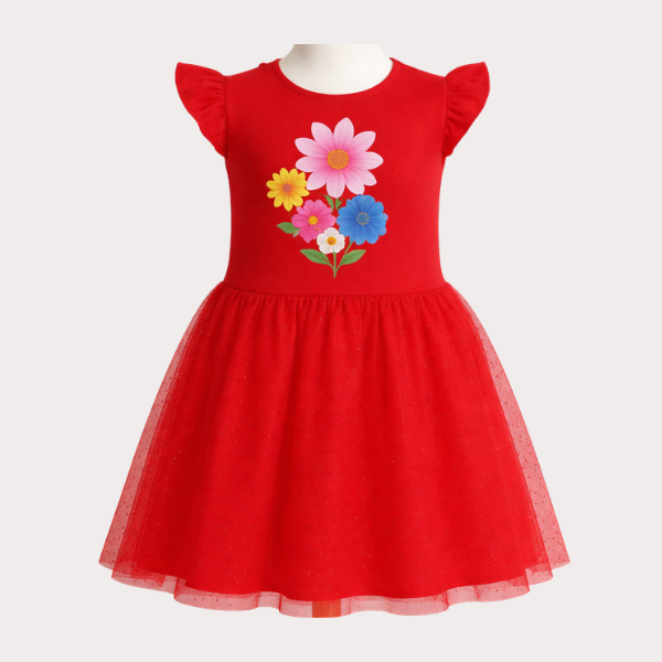 Red Flora Frock