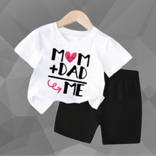White Mom+Dad T-Shirt Set