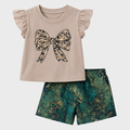 Cream Cute Bow T-Shirt Set