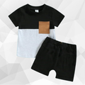 Black Pocket T-Shirt Set