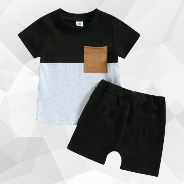 Black Pocket T-Shirt Set