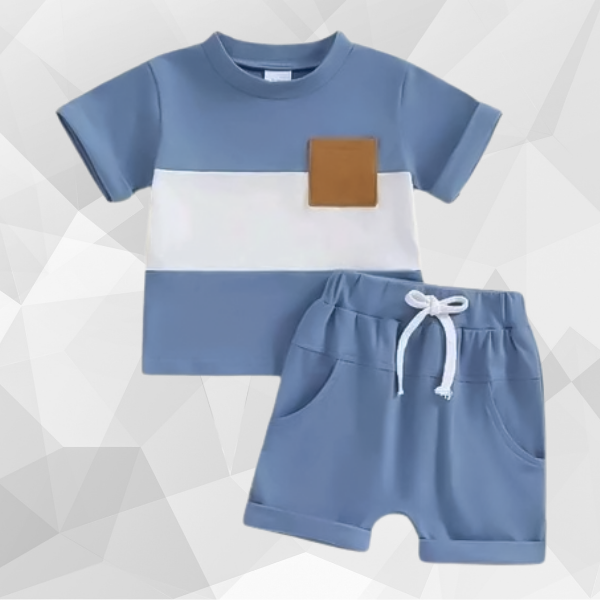 Sky Blue Pocket T-Shirt Set