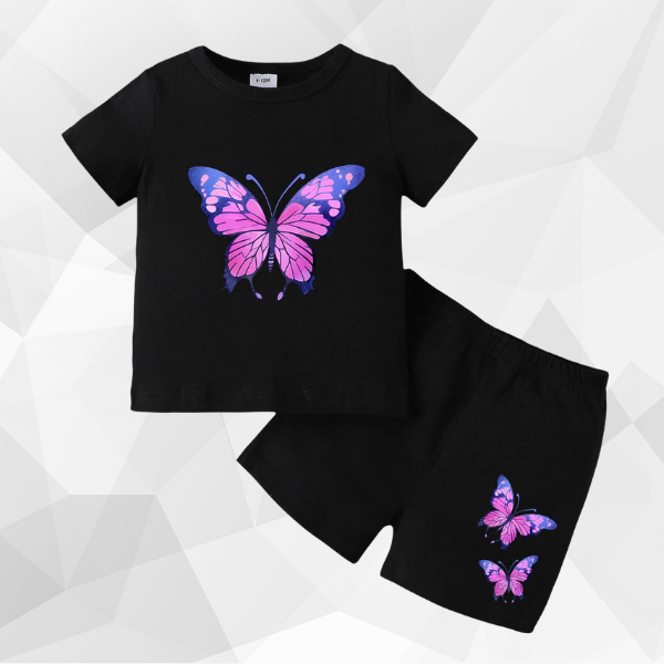 Purple Butterfly T-Shirt Set