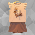 Beige Floral T-Shirt Set