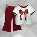 Maroon Bow Girls SET