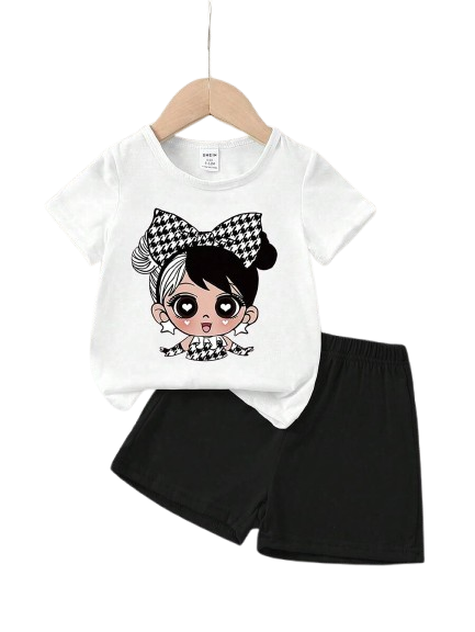 Cute Baby Girl Printed T-Shirt Set