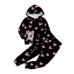 Heart Print Cat Hooded Set