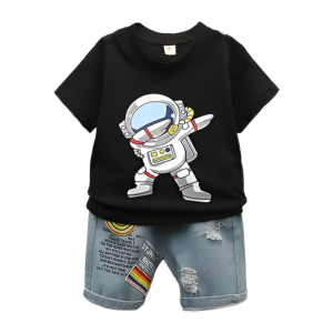 Robot Print with Denim Pant T-Shirt Set